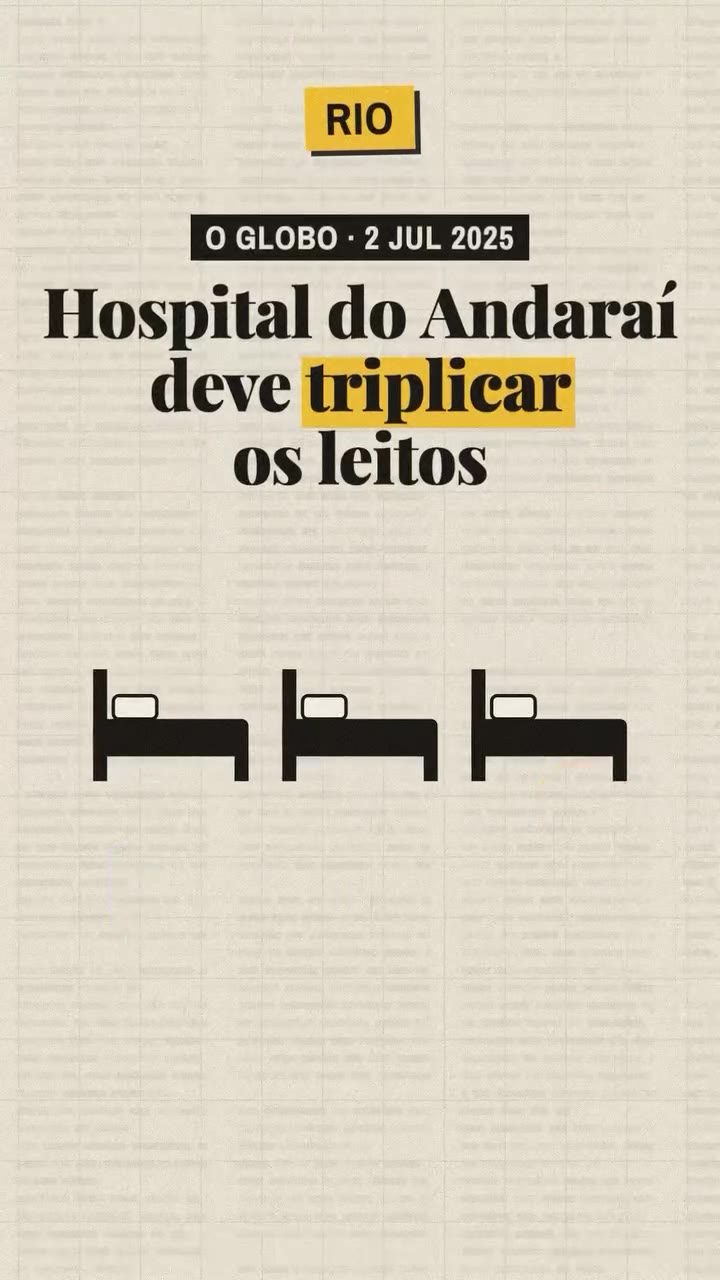 Hospital do Andaraí deve triplicar os leitos: três leitos viram nove. Fonte: O Globo, 2/7/2025